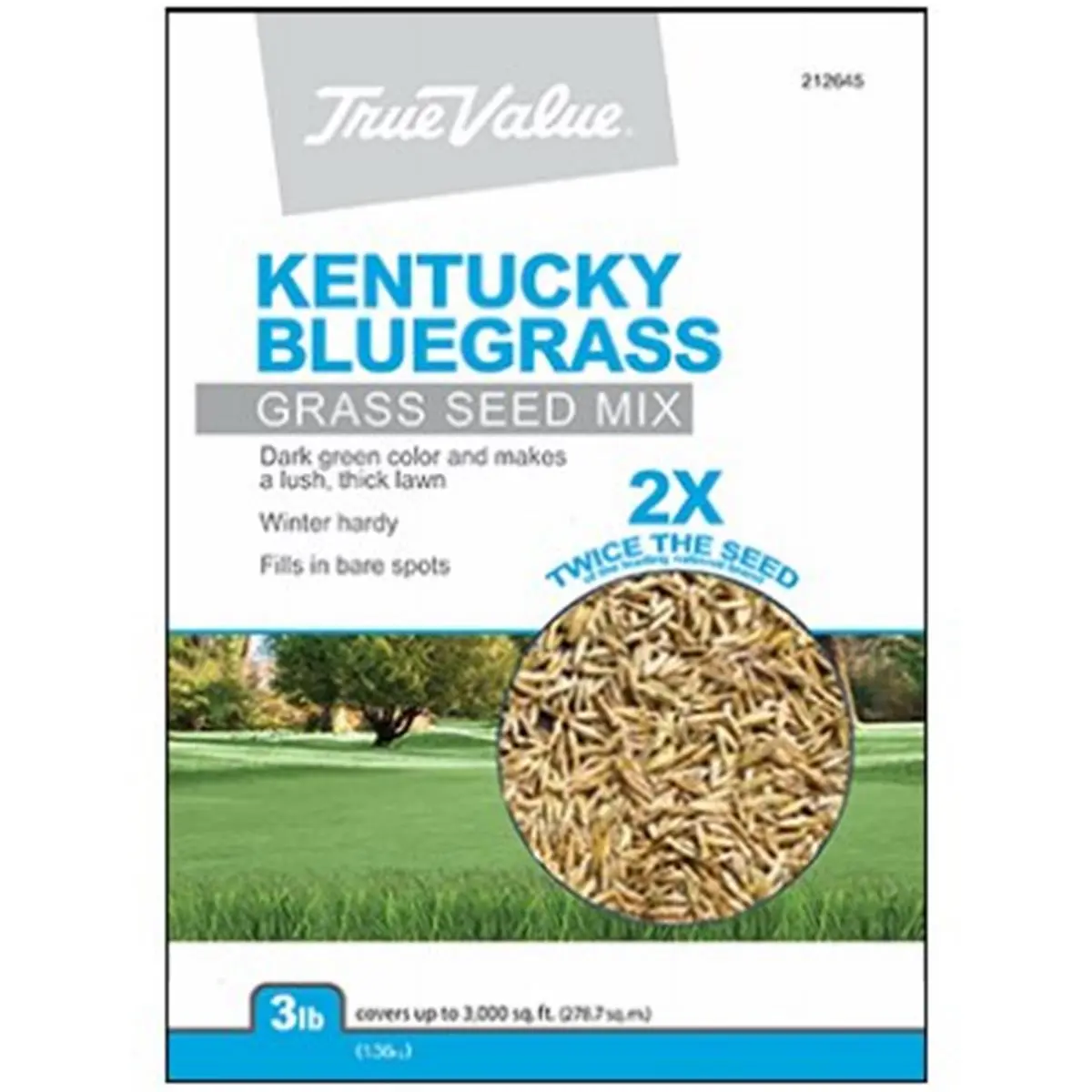 TRUE VALUE Barenbrug USA 212645 Kentucky Bluegrass Seed - 3LB Bag, Premium Heat-Tolerant, High-Density Partial Shade Grass Seed for Home & Garden Use, Fills in Bare Spots