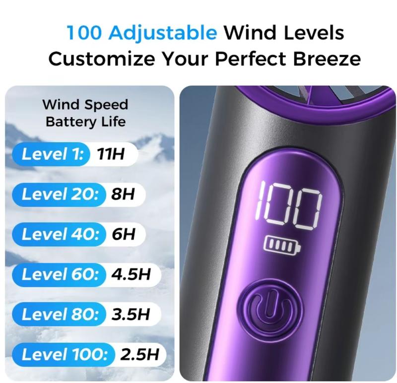 Mini Handheld Fan with LED Display, USB Rechargeable, Stylish Design, Ultra-Portable for Travel, Office, and Home Use