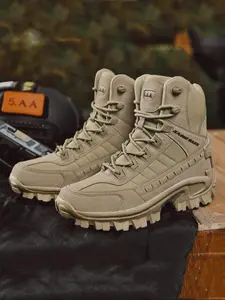 Men's Lace Up Front Tactical Lightweight Waterproof Hiking Boots, Casual Shoes, Fashionable Anti-slip & Wear-resistant Boots for Daily Wear