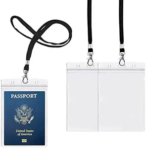 3Pack 4x6Inch Extra Large Passport Holders ID Badge PVC Card Holder with Lanyards Fill for Passports by  ( Black Lanyards)