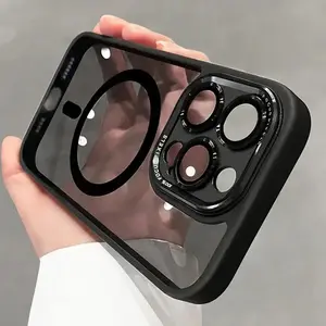 Luxury Magnetic Metal Lens Bumper Protection Case For iPhone 17 AIR 16 15 14 13 12 11 Pro Max Plus Funda Wireless Charge Hard Clear Cover