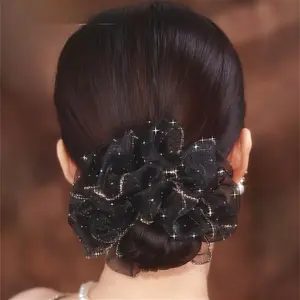 Elegant Black Sequin Hair Curler - Bohemian Style, Sparkly Fabric Headband, Perfect for Parties and Gatherings, Party Hair Accessory | Bohemian Style Hair Curler | Sequin Decorated Headband, Hair Curler