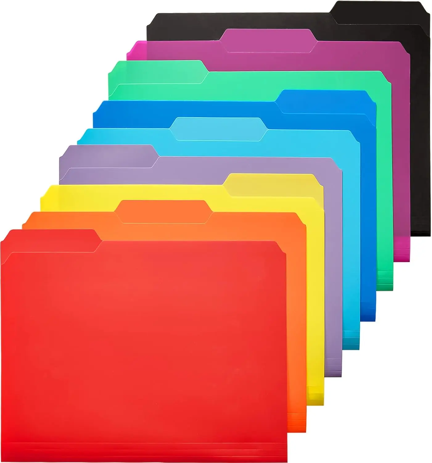 KTRIO 9-Pack Colorful Set Durable Plastic File Folders, 11.6x9.0 In Letter Size Polypropylene Filing Folders with 1/3-Cut Erasable Tabs, Expandable Water-Resistant Home Organization for Office Daily Use & Long-Term Document Storage (150+ Pages Capacity)