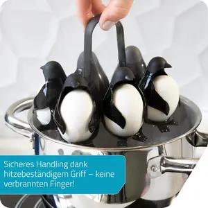 Penguin Egg Cooker, High-Temperature Resistant Egg Holder, for Cooking and Storing 6 Eggs, Suitable for Home Kitchen and Refrigerator, a Handy Gadget for Steaming Eggs for Family Breakfast, Kitchen Gadget