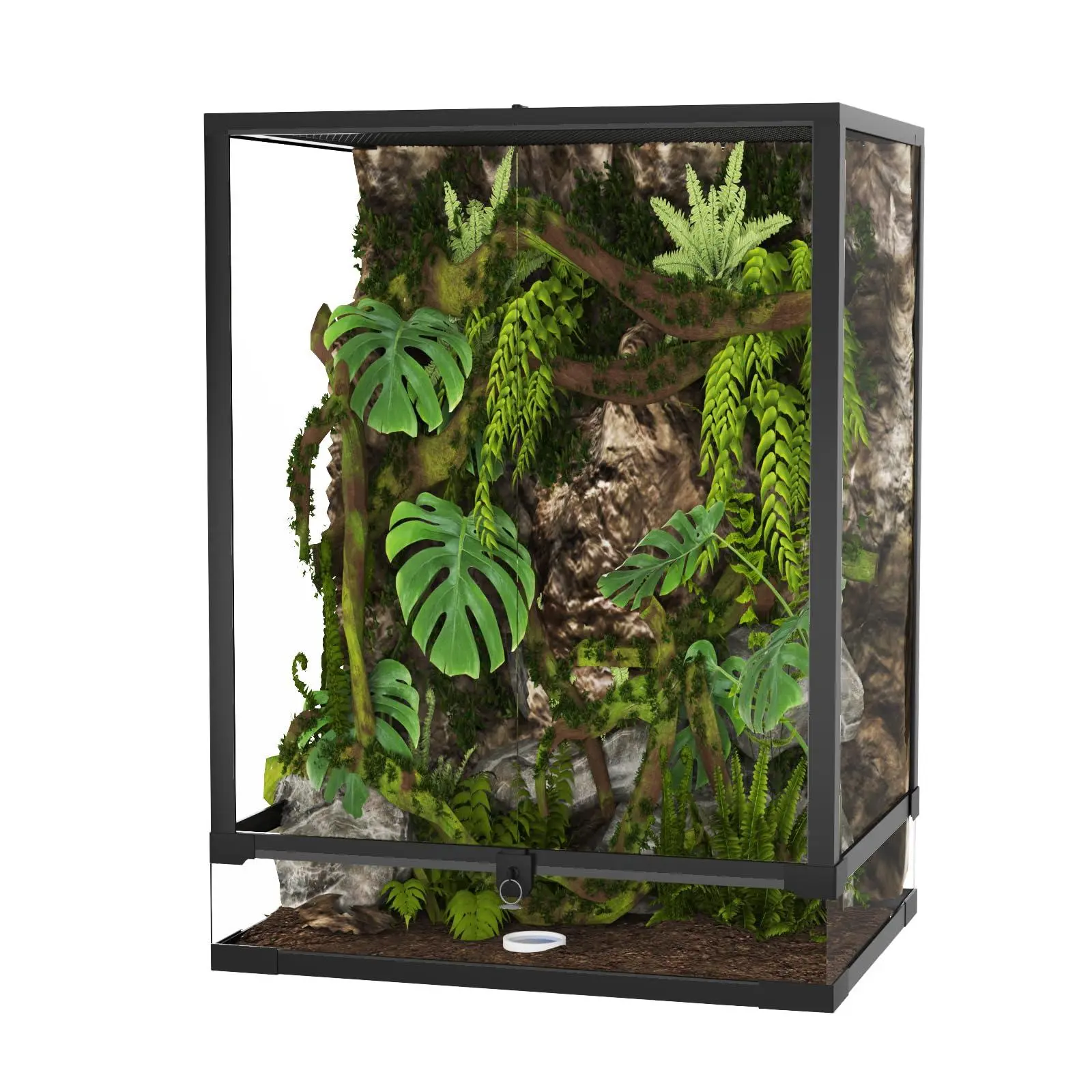 Garvee 34 Gallon Reptile Tall Glass Terrarium, 24" x 18" x 18", Toughened Glass, Double Hinge Door, Anti-Escape for Lizard Snake