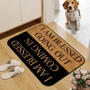 “I Am Blessed” diatomaceous earth doormat — inspirational Christian welcome mat for front door entryway; non-slip, quick-dry diatom mud floor rug for indoor/outdoor porch, kitchen, home decor; faith quote diatom mud welcome rug for front door, porch,