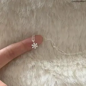 Elegant Zircon Snowflake Cross Pendant Necklace for Christmas & Daily Wear