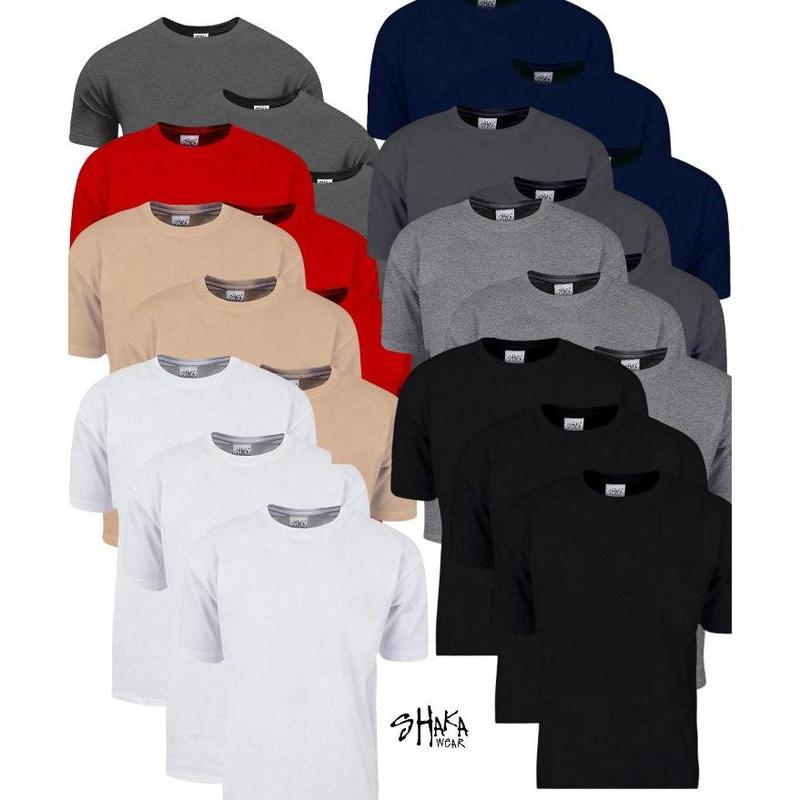 3  Tees Shaka Wear Crewneck 7.5 Oz Super Max Heavyweight T-Shirt Top T-shirt Casual Man Cotton Menswear Short Sleeves