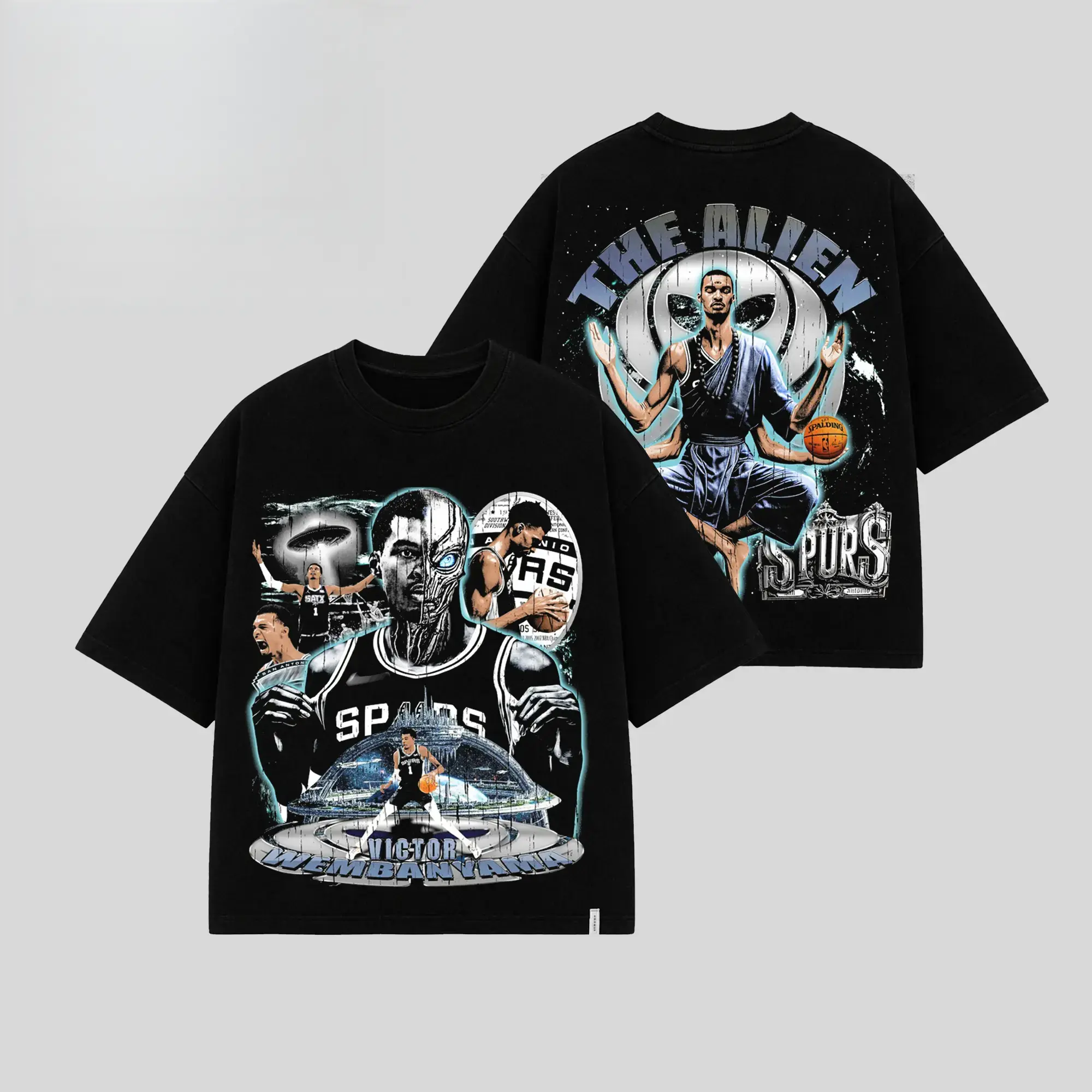 [ 🎉 100% Cotton] Victor Wembanyama 'The Alien' V3 Graphic For Spurs Nation, Spurs Basketball Fans Apparel, Wemby Fans Basketball Streetwear Tee, Gift For Basketball Fan Graphic Tee