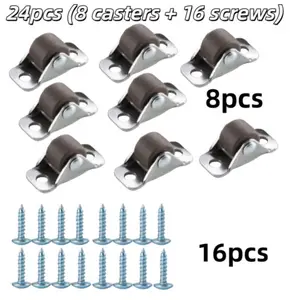 8 Mini Swivel Casters + 16 Screws, Small Moving Wheels, Ideal for Cabinets, Drawers, Bed Frames, Furniture