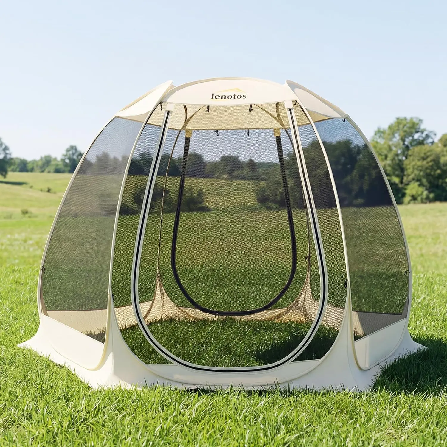 Pop Up Screen House, 10'x10' Outdoor Screen Tent for Camping, Screened Gazebo with Mosquito Netting, Carry Bag
