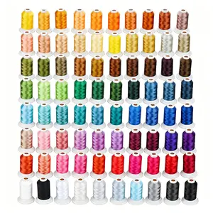 80-Color Polyester Embroidery Thread Kit, 40WT 500M/1000M Spools, Machine Embroidery Thread Set, Janome & Robison-Anton Color Match, Color Card Included