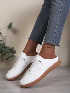 Women's 2026 Summer Vacation Essential Quilted Lace-Up Open Back Mule Sandals, Slip-On Casual Footwear for Beach, Poolside & Everyday Summer Days