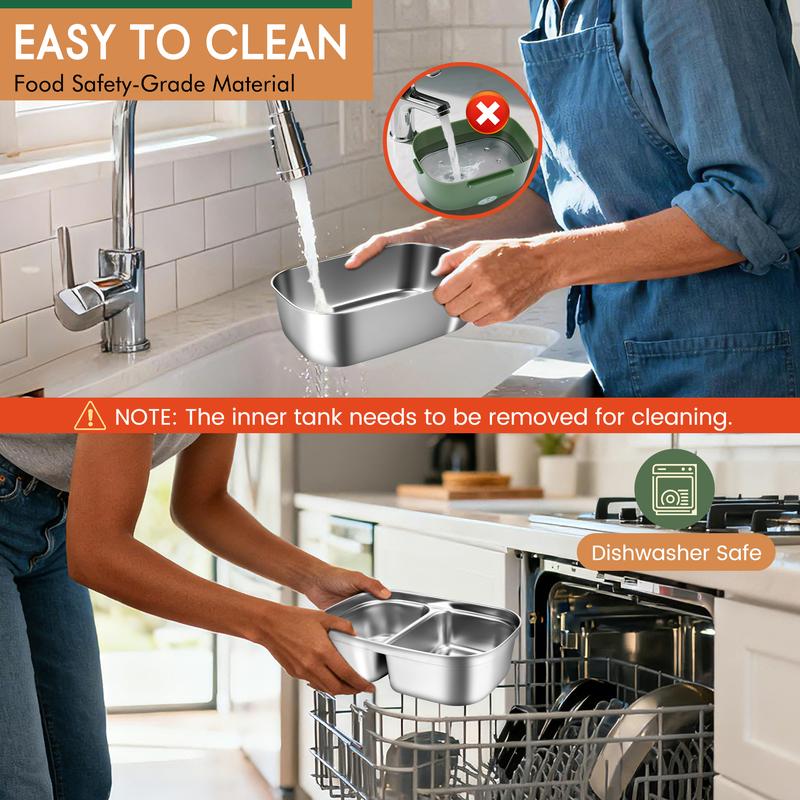 AOSION Electric Heated Lunch Box for Adults, 4 IN 1 Heating Lunch Box with 2 Pack 1.5L Container, 80W Lonchera Eléctrica Portátil, Food Warmer for Car/Truck/Office, Gift for Men (Green)