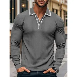 Men's Button Polo Shirt Long Sleeve,Multiple colors No Repetition Each Day, Casual Tee for Golf & Leisure Sports, Perfect for Daily Wear & Friend Gatherings