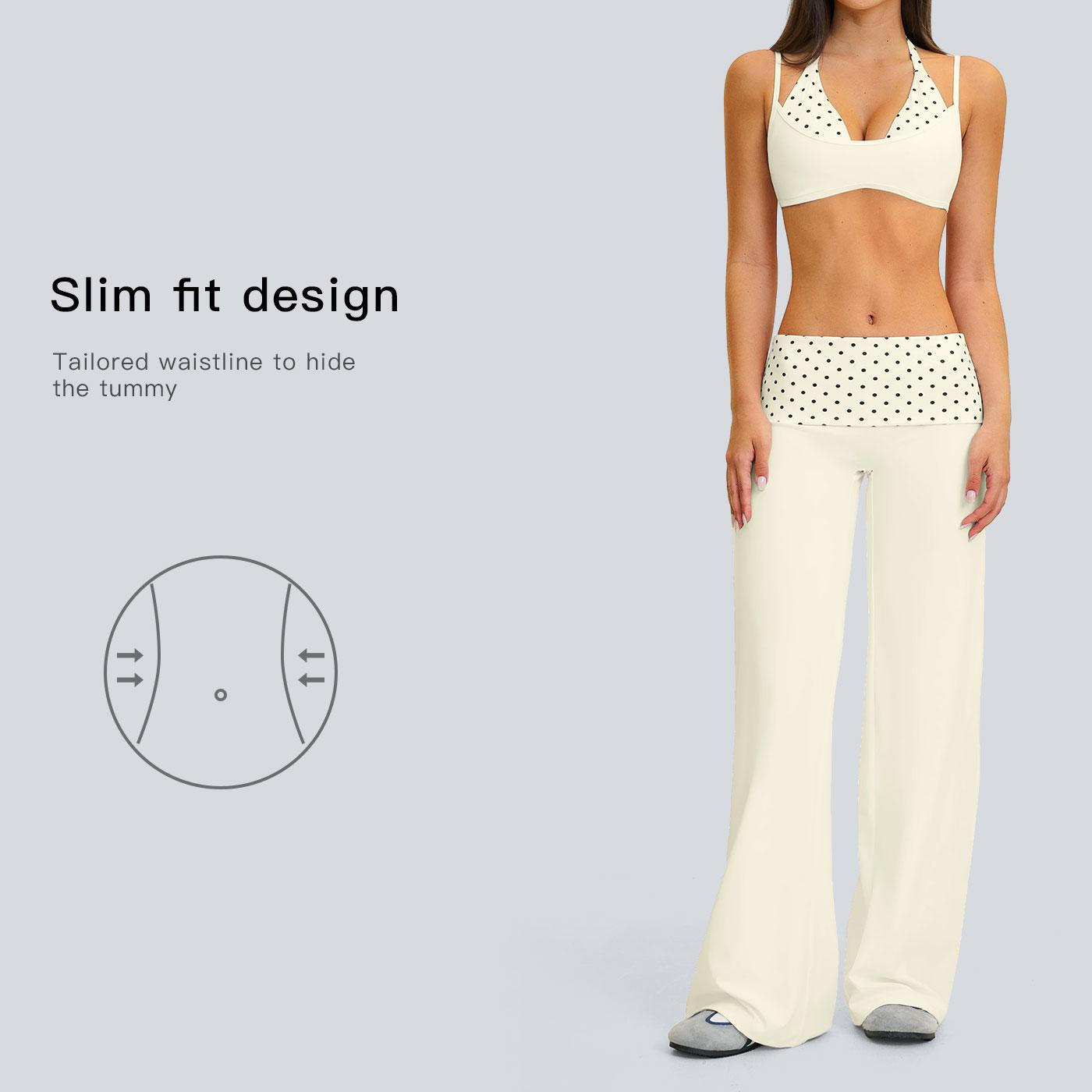 Tenwolf women’s casual athletic faux two-piece fitness set featuring a square back design, fold-over waist detail, and stylish yoga two-piece outfit