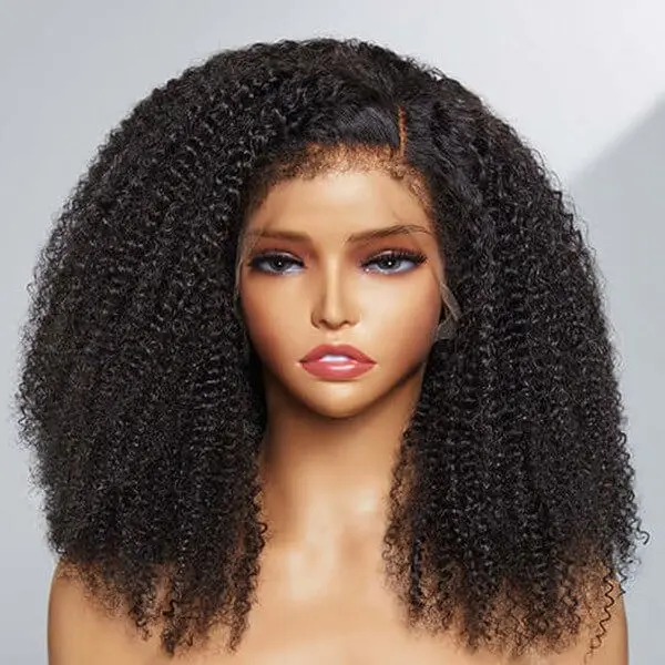 13x4 Frontal Afro Bob Human Hair Wig Natural Color 250% Density