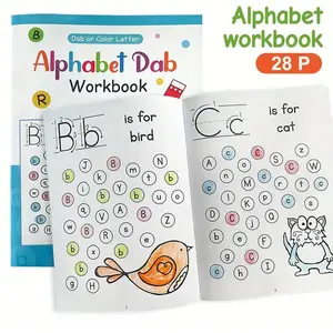 32-Page Alphabet Exercise Book - School Supplies, Letter Painting Red, Interactive Letter Learning and Creative Coloring Activities, Developing Writing Skills, Back-to-School Supplies, Easter and Christmas Gifts, Preschoolers, Letter Learning Book