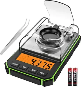 Scale, 50g 0.001g Professional Milligram Scale, Portable Jewelry Scale with 50g Calibration Weight, Weighing Pan, LCD Backlit Display (Battery/Tweezers Included)-Green