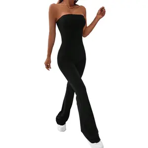 Women's Corseted Jumpsuit Simple solid colour Slim models Hip lifting design Fashion Single Piece Flared Pants