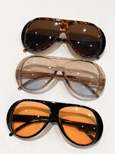 Fashionable Large Frame Decorative Lens Pc Material Glasses Set, Casual Protective Eyewear, All Seasons Wear