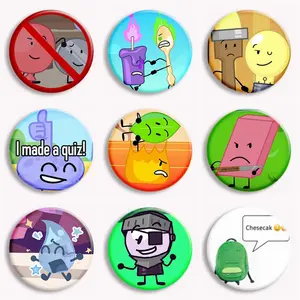 Inanimate Insanity Lightbulb Baseball Anime Button Pin BFDI Knife Fantube Cartoon Meme Brooch Badge Bag Decor Kids Gifts
