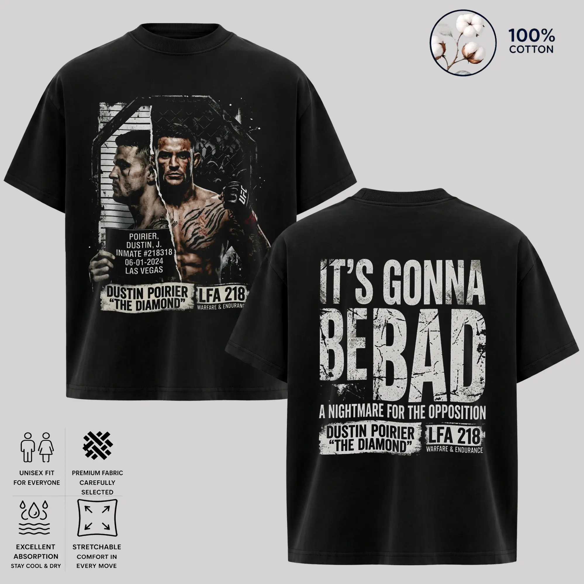 Dustin Poirier Fight Night T-Shirt, Vintage MMA Fighter Graphic Tee, Unisex Heavy Cotton Shirt, Combat Sports Apparel, Gift for Fighting Fans