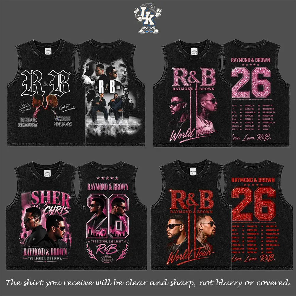 [LadyKillahStore] Collection The R&B Tour 2026 Raymond & Brown Premium Acid Washed Tank Top Collection, 100% Cotton Sleeveless Graphic Shirt, R&B Music Duo Concert Tank, Urban Hip Hop Soul Streetwear, Vintage Music Fan Apparel Gift for R&B Fans