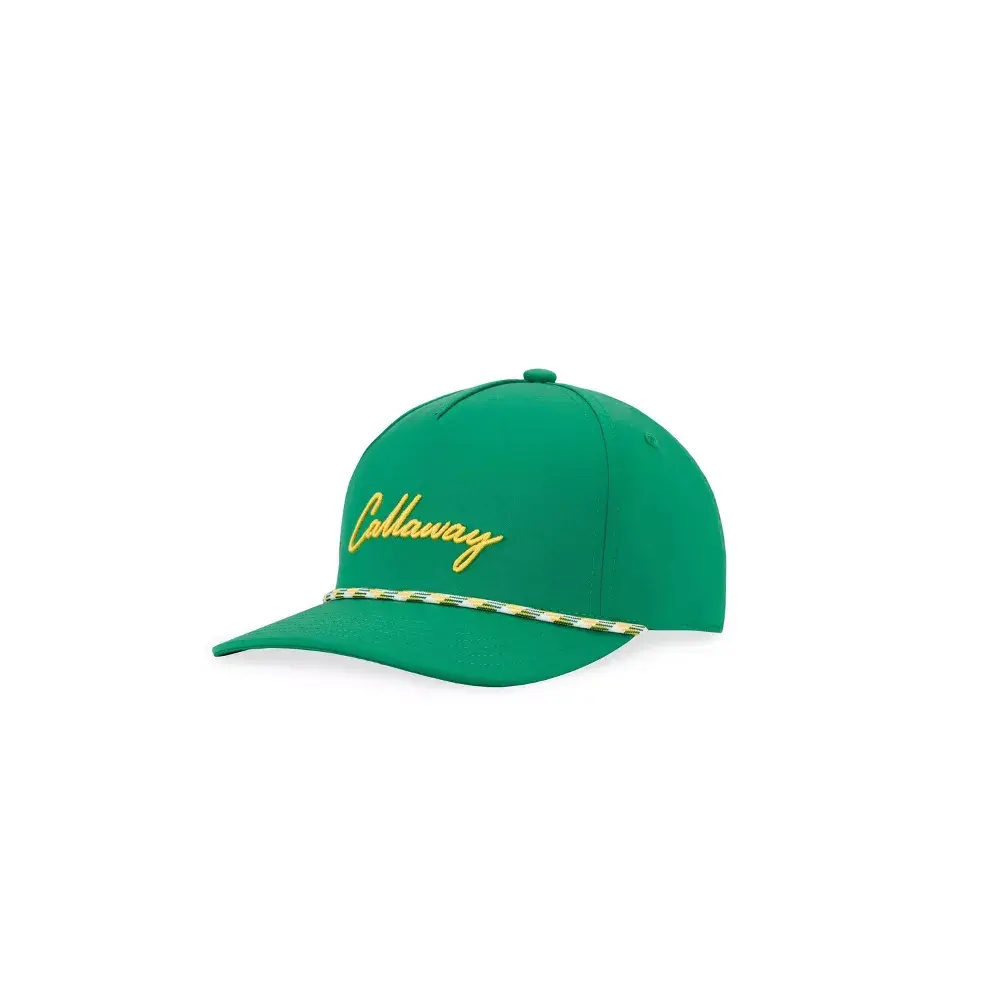 Callaway Birdie Putt Rope Hat - Green/Yellow, Golf Performance Hat, Brand Cap, 15% Nylon, Unisex Size