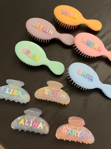 Personalized letter hair brush, hair claws for kids