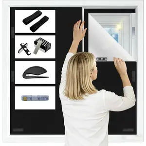 100% Blackout Curtains for Bedroom,Blackout Blinds No Drill with Magnetic & Velcro, Black Out Window Cover – Heat Insulation, Easy Install for Travel, Nursery, Media Room, RV,79” x 57”