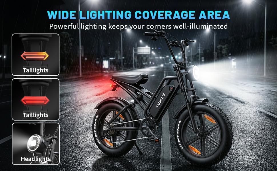 ASKMY E500 E-Bike Replacement Parts & Accessories – Battery, Motor, Wide Tires, Brake Lever, Throttle, Pedals & Seat, Spare Parts Kit for Off-Road Riding