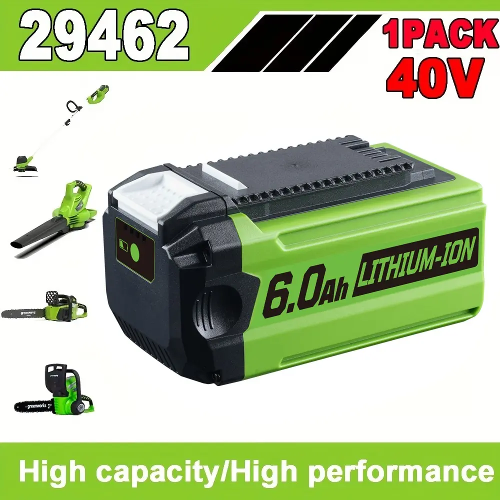 6.0Ah Lithium ion Replacement for Greenworks 40V Battery 29462 29472 Compatible with Greenworks 40 Volt Cordless Lawn Mower Tools