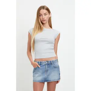 Pacsun Women's Piper Stretch Medium Blue Jean Micro Mini Skirt - Multicolor
