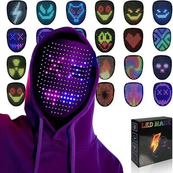 LED Skeleton Mask 2026 Upgraded, with Gesture Control, 50 Color-Changing Light Modes, Glow-in-the-Dark Effect - Festive Party Mask for Halloween, Costume Parties, Gift-Giving