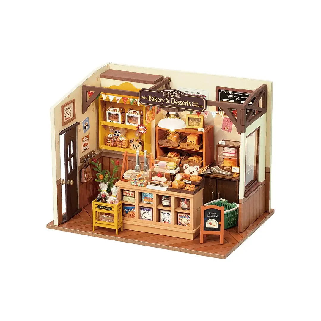 Rolife Becka's Baking House Miniature House Kit DIY Mini Dollhouse with Accessories Tiny Store with LED Light christmas 2024 ornament Gifts
