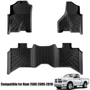 Floor Mats 3pcs for Ram 1500 2009-2018 All-Weather Automotive Floor Mats Waterproof Heavy Duty Car Mats Flexible Floor Liners