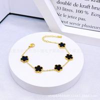 Five-flower double-sided bracelet black
