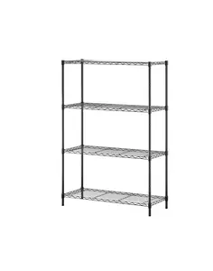 BestOffice | 4-Tier Wire Storage Shelves | 36x14x54 | Black | with Adjustable Racks | Heavy-Duty Metal Shelf, Holds Upto 1000 lbs | No-Tool Assembly | Ideal for Home & Garage Shelving