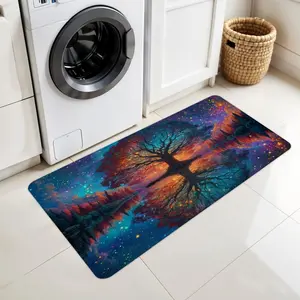 Christmas Decorations For Home,3Pcs Set Tree Theme Kitchen Mat, Fantasy Style, Gorgeous, Soft And Comfortable, Suitable For Kitchen, Bathroom, For Home Use, Gift For Friends, Bathroom Mat, Gorgeous Design, Soft Material, Comfortable Mat, Kitchen Rugs