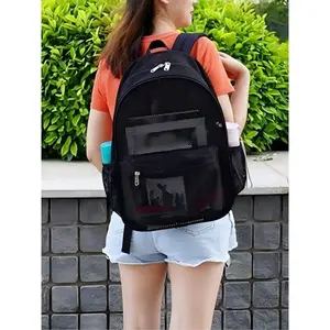 Fashionable see-through backpack, mesh backpack, college student backpack, beach backpack, outdoor sports backpack are suitable