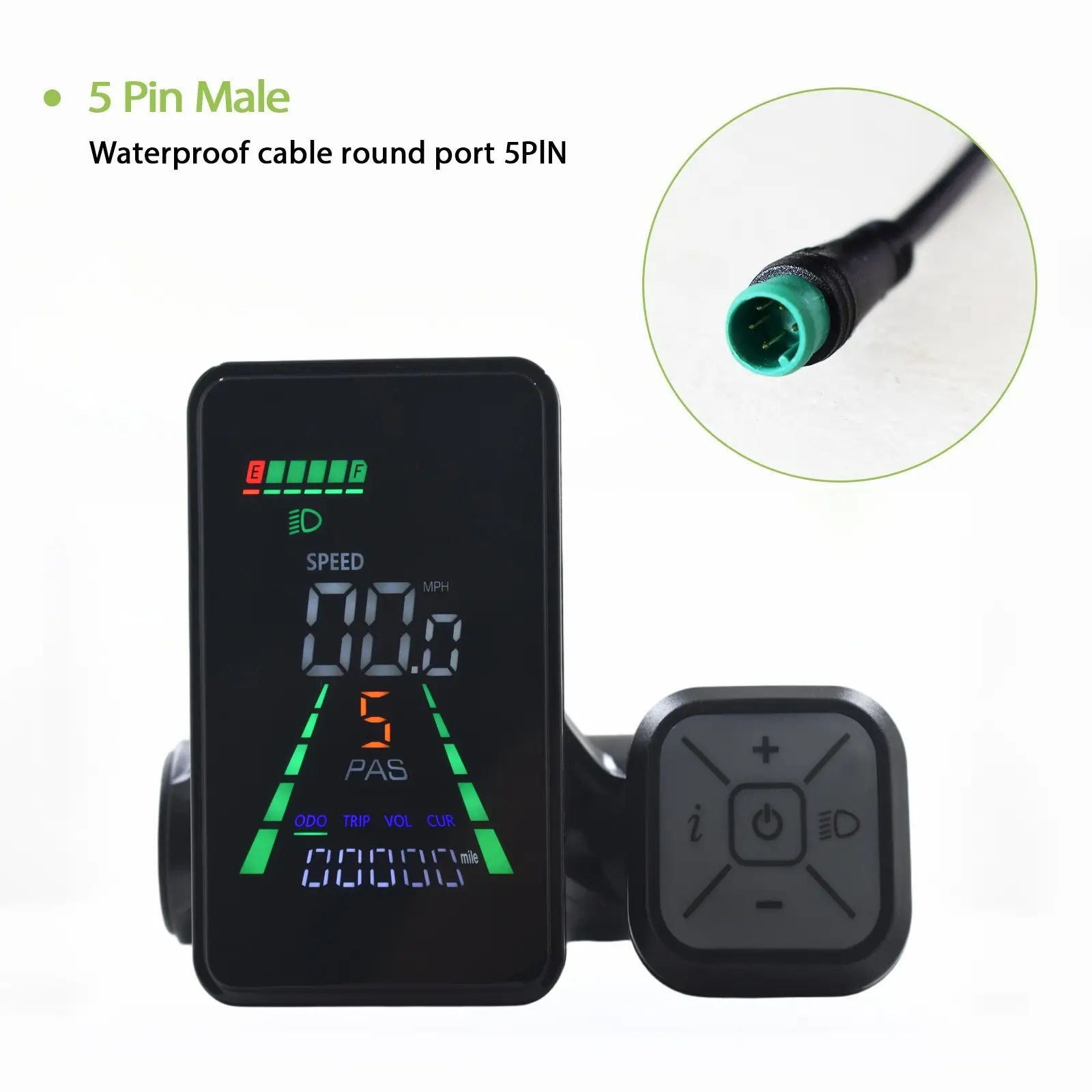 L5 5pin Electric Bicycle Display Bike Computer, Waterproof Shockproof Dustproof, Suitable for Fat Tyre Bikes, Affordable and Practical