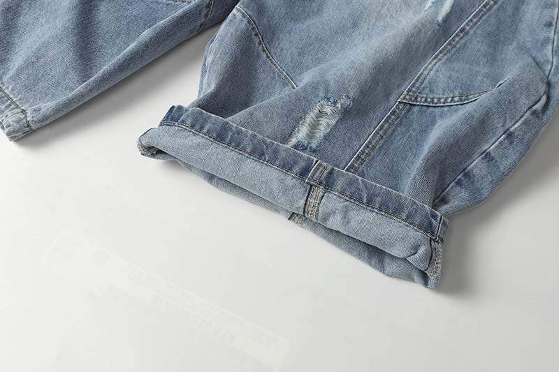 Noctra Distressed Washed Short Denim Culottes