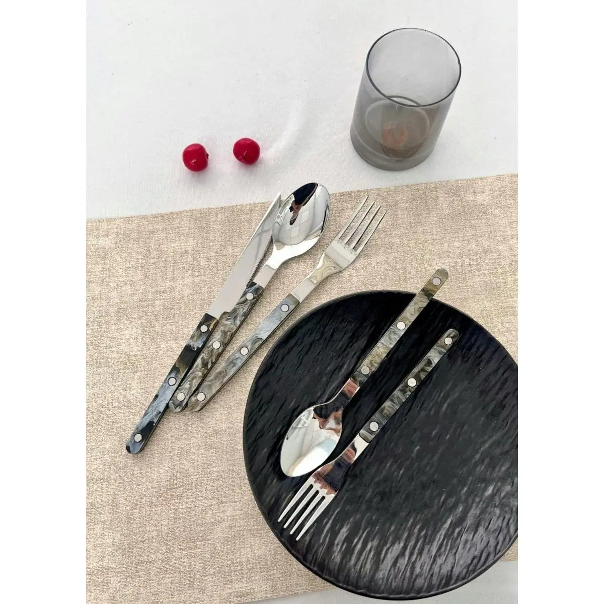 Set Of 10 Pcs Modern Elegant Terra Flatware - Bistrot Style Cutlery