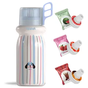 VEEVA® 16oz Candy Puppy Scented Thermos Bottle with 3 Aroma Pods & Straw - Watermelon Cola Strawberry Flavors BPA-Free Leak-Proof Dishwasher Safe
