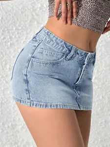 Women's Casual Washed Denim Mini Skirt Y2k
