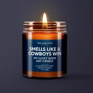 Smells Like A Cowboys Win, Football Decor Candle, Candle Gift
