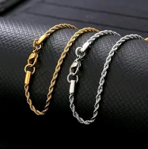 PVD Stainless Steel Rope Chains | 18k Gold & Silver | 18”-24”
