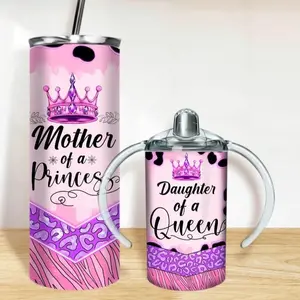 Mommy queen and mini princess matching tumbler set (20oz,12oz)