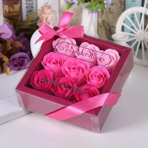 Roses Artificial Flower Gift Box with Pink Ribbon